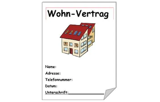 Ein Blatt Papier, darauf steht "Wohn-Vertrag".