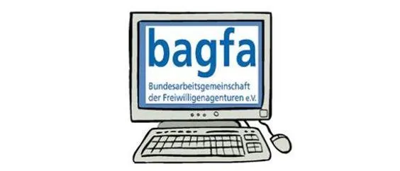 Ein Computer mit Bildschirm. Darauf steht: "bagfa".