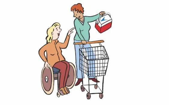 Eine persönliche assistentin hilft einer Frau im Rollstuhl.