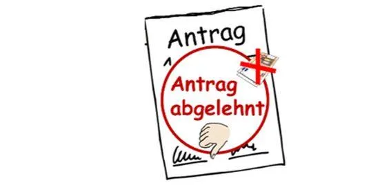 Ein Papier, auf dem "Antrag abgelehnt" steht.