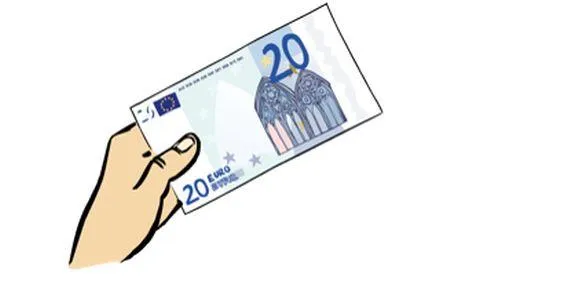 eine Hand mit einem 20-Euro Geldschein
