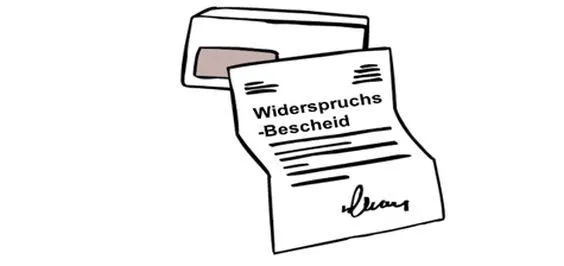 Ein Brief, auf dem "Widerspruchs-Bescheid" steht.