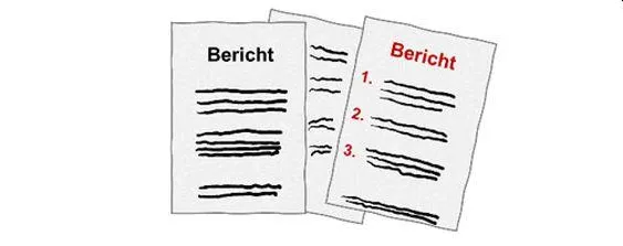 Mehrere Briefe, auf denen "Bericht" steht.