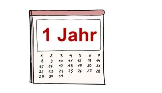 Ein Kalender, auf dem steht:1 Jahr.