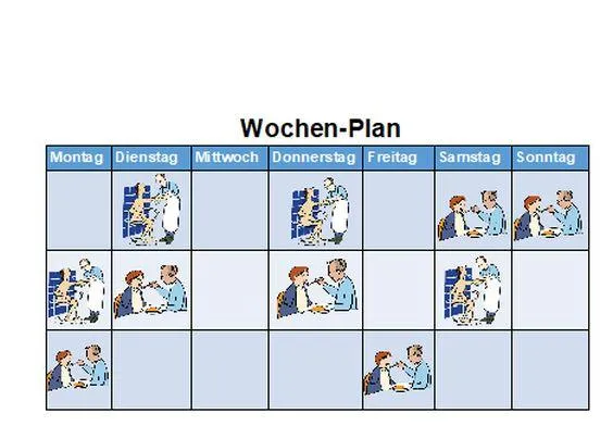 Ein Wochenplan für eine Pflege-Person.