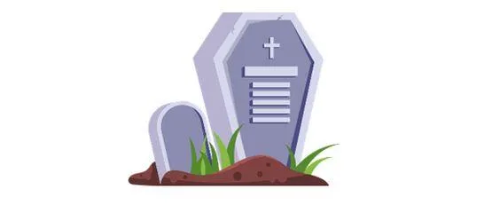 Ein Grab mit einem Grabstein.