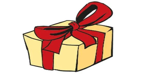 Ein verpacktes Geschenk mit Schleife.