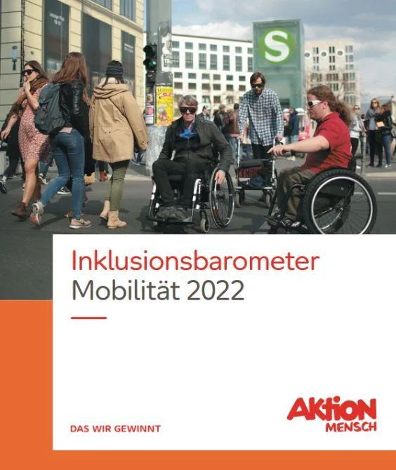 DasTitelblatt der Aktion Mensch Studie "Inklusionsbarometer Mobilität".