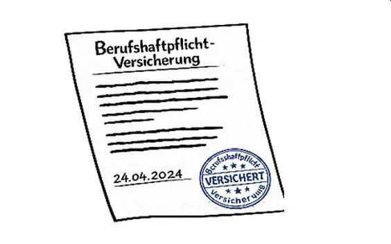 Ein Blatt mit der Überschrift "Berufshaftpflicht-Versicherung".