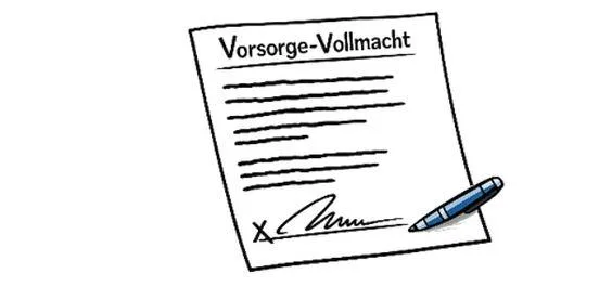 Ein unterschriebenes Blatt Papier mit der Überschrift "Vorsorge-Vollmacht".