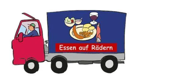 Ein LKW, auf dem steht: Essen auf Rädern.