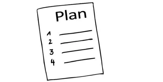Ein Zettel, auf dem "Plan" steht.
