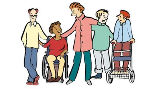 Menschen mit und ohne Behinderung stehen nebeneinander.