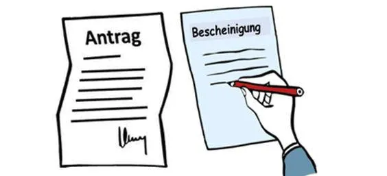 Antrag und Bescheinigung.